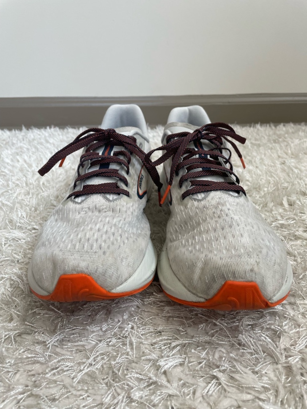Brooks Men's Hyperion Running Shoes Oyster Mushroom White with Orange Accents - Picture 2 of 12